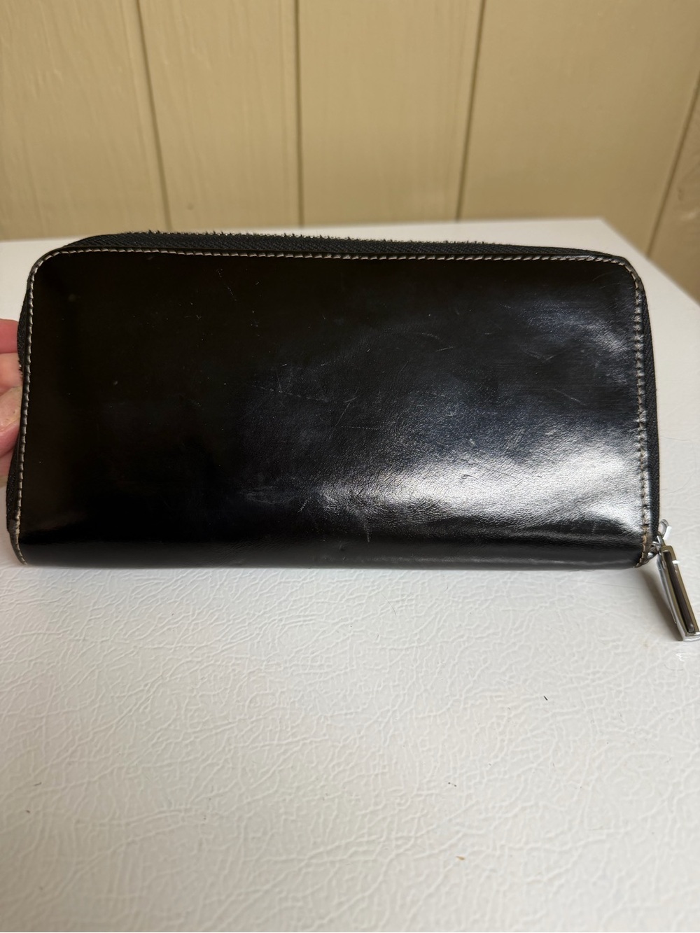 Black Leather Zip Wallet - Sleek Zip-Around Wallet